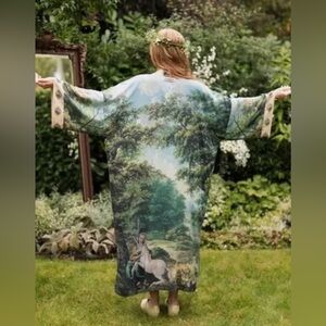 ⭐️New✨ Market of Stars Mythmaker Opera Duster Vintage Art Soft Kimono Robe